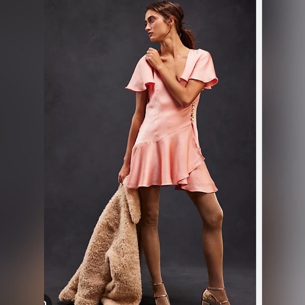 Free People Scarlett Mini Dress in Peach NWOT
